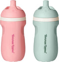 Insulated 9oz Toddler Water Bottle, No Spill Sippy Cups for 1-3 Years, BPA Free, Pink and Mint, Pack of 2