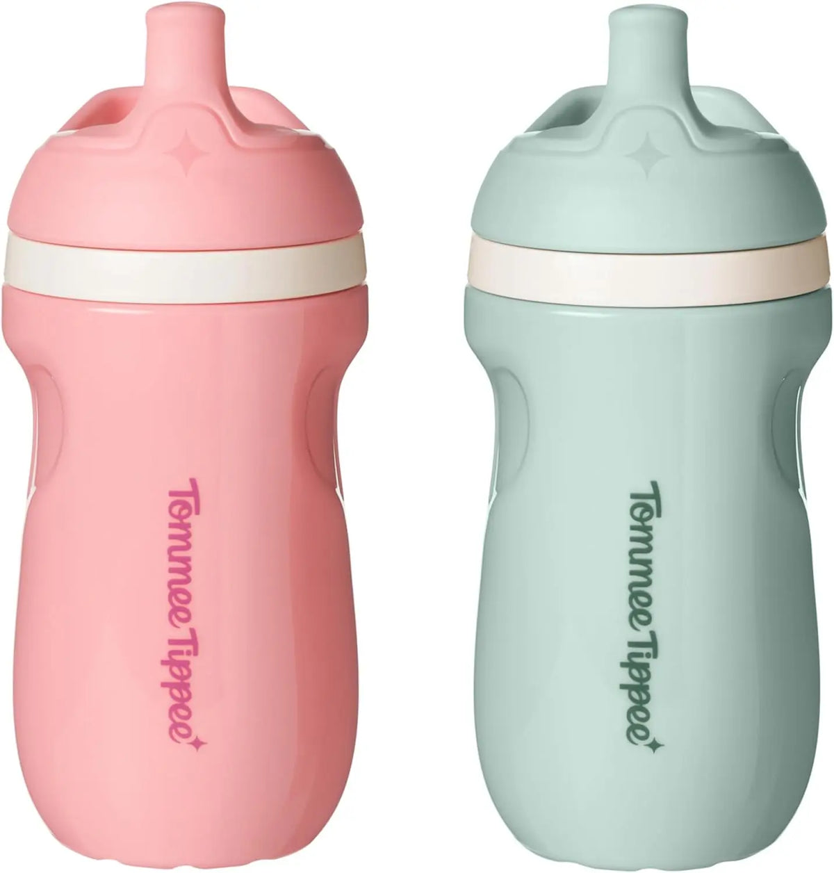 Insulated 9oz Toddler Water Bottle, No Spill Sippy Cups for 1-3 Years, BPA Free, Pink and Mint, Pack of 2